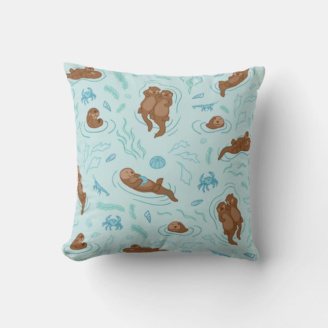 Otter love light throw pillow (Front)