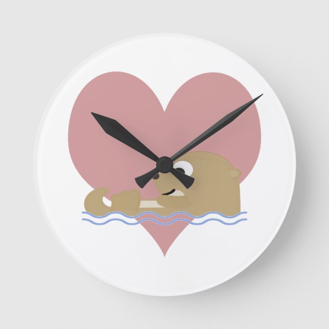 Otter Love Round Clock (Front)