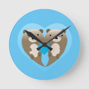 Otter Love Round Clock