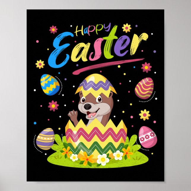 Otter Lover Funny Easter Egg Otter Happy Easter  Poster (Front)