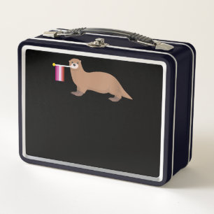 Otter Lovers Otter Lesbian Flag Cute Rainbow Metal Lunch Box