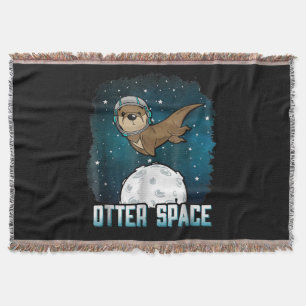 Otter Lovers  Otter Space Funny Outer Space Animal Throw Blanket