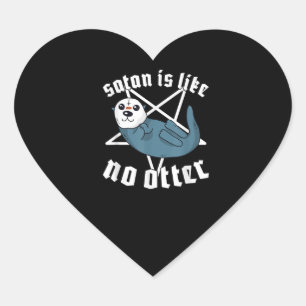 Otter Lovers Satanic Pentagram Satan Otter Gift Heart Sticker
