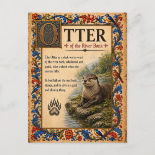 Otter, Mediaeval Bestiary Art Postcard