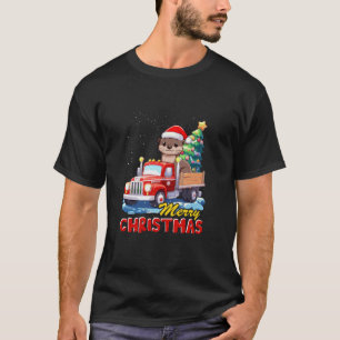 Otter Merry Christmas Tree Lighting Truck Ugly X M T-Shirt