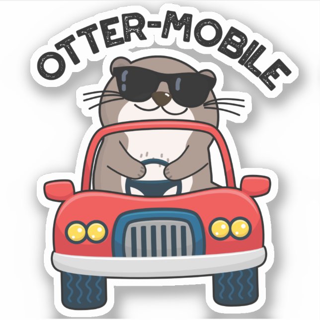 Otter-mobile Funny Animal Car Pun  (Front)
