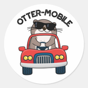 Otter-mobile Funny Animal Car Pun Classic Round Sticker