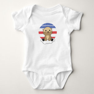 Otter On Cloud 4th Of July American Flag Baby Bodysuit