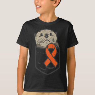 Otter Orange Ribbon Pocket Leukemia Awareness Men T-Shirt