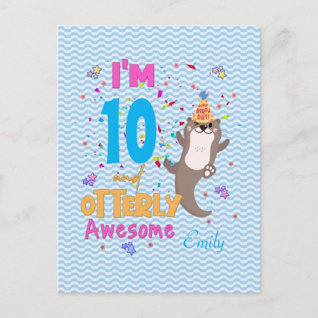 Otter Otterly Awesome Birthday Girl  Postcard (Front)