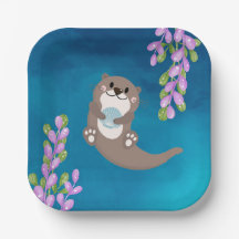 Otter Party Paper Plate