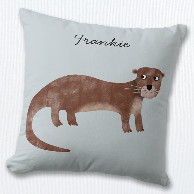 Otter Personalised Cushion (Fun personalized otter throw pillow)