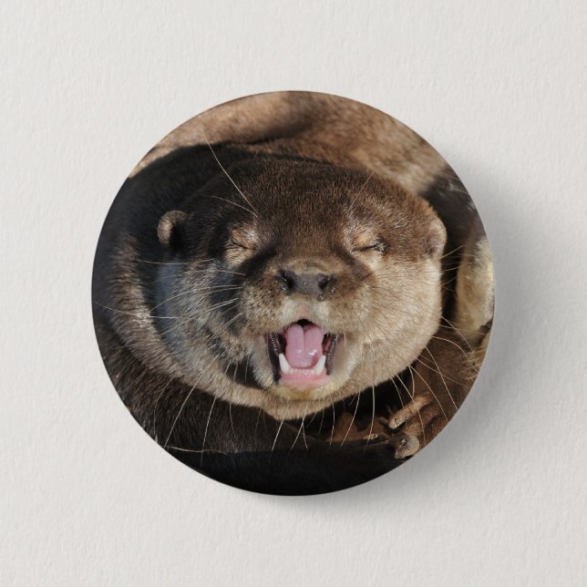 Otter photo 6 cm round badge (Front)