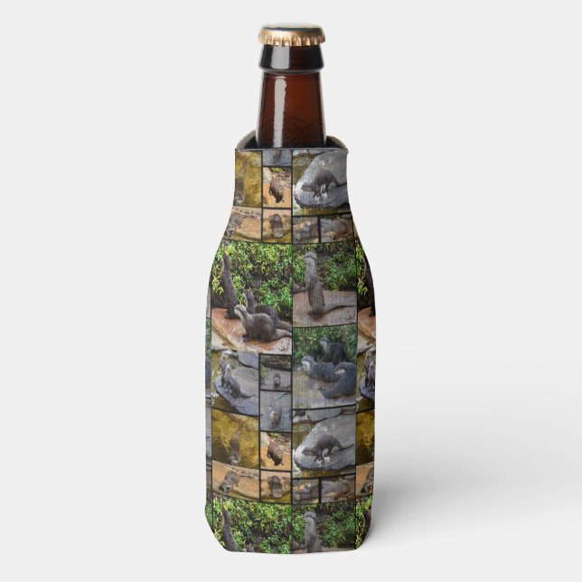 Otter Photo Collage, Stubby Holder, Bottle Cooler (Bottle Front)