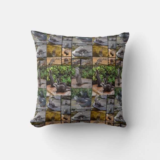 Otter Photo Collage, Throw Cushion. Cushion (Front)