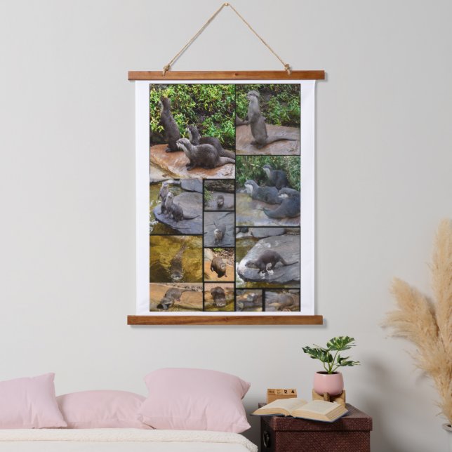 Otter Photo Collage, Wall Hanging Tapestry (Bedroom)