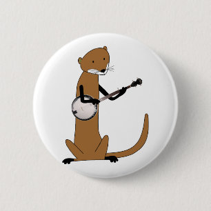Otter Playing the Banjo 6 Cm Round Badge