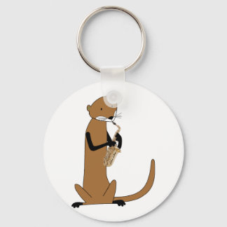 Otter Playing the Saxophone Key Ring