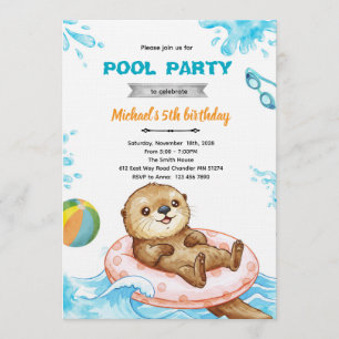 Otter Pool Party Birthday Invitation