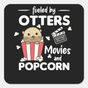 Otter Popcorn Movie Night Sweet Otter Movies Square Sticker