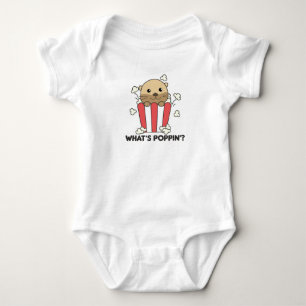 Otter Popcorn Whats Poppin Funny Pun Baby Bodysuit