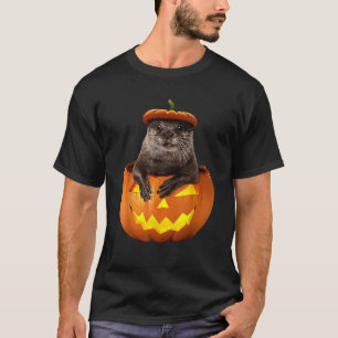 Otter Pumpkin Halloween Funny Otter Halloween Cost T-Shirt
