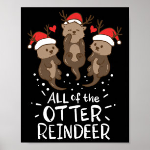 Otter Reindeer Deer Christmas Xmas Gift Present  Poster