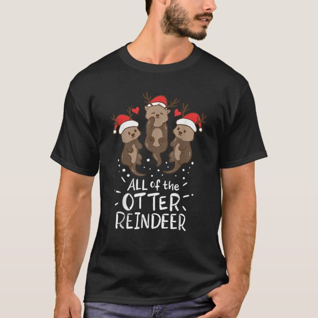 Otter Reindeer Deer Christmas Xmas Gift Present  T-Shirt (Front)