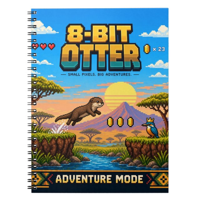 Otter, Retro 8-Bit Pixel Art Notebook (Front)