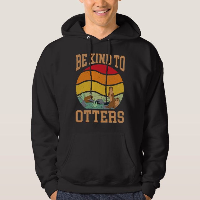 Otter Retro Animal Sea Playing Futurism Fan  Kind Hoodie (Front)