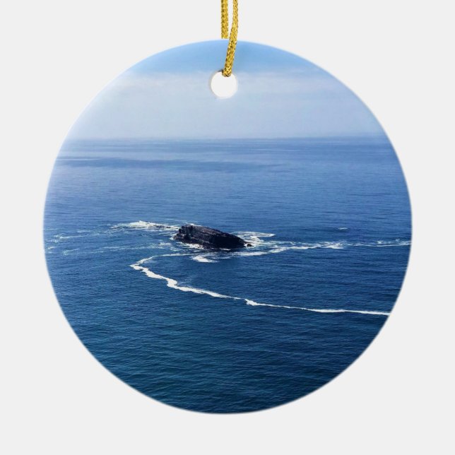 Otter Rock, Cape Foulweather, Newport, Oregon Ceramic Tree Decoration (Front)