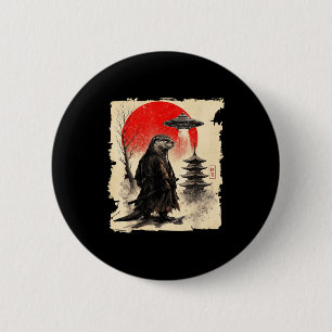 Otter Samurai Retro Ufo Japanese Warrior Art Graph 6 Cm Round Badge