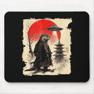 Otter Samurai Retro Ufo Japanese Warrior Art Graph Mouse Mat
