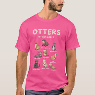 Otter Sea Animals of the World Chibi Otter Lover E T-Shirt