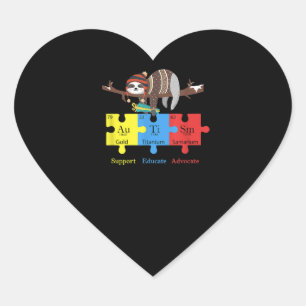 Otter Sloth Support Educate Advocate Autism Heart Sticker