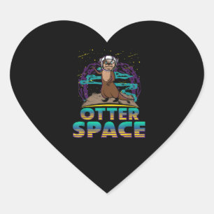 Otter Space Cute Funny Otter Lover Pun Gift Heart Sticker
