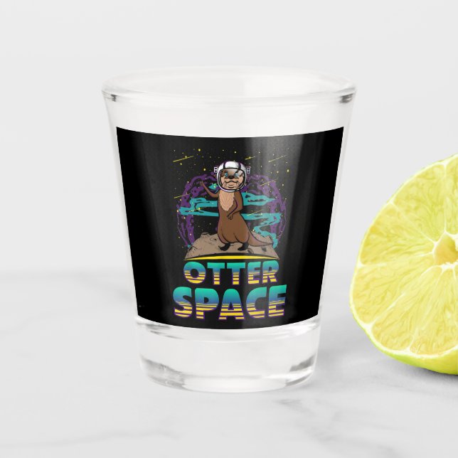 Otter Space Cute Funny Otter Lover Pun Gift Shot Glass (Front)