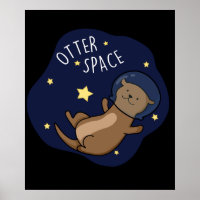 Otter Space Funny Astronaut Otter Pun Dark BG