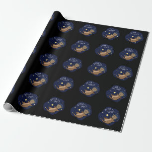 Otter Space Funny Astronaut Otter Pun Dark BG Wrapping Paper