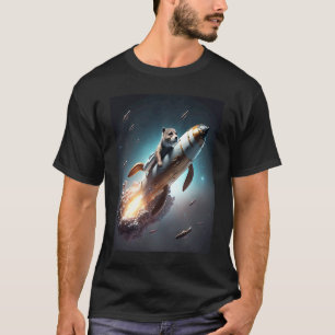 Otter Space Puns Space Otter Riding A Rocket  3 T-Shirt