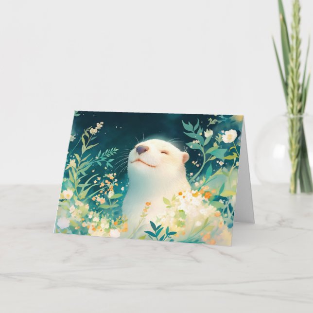 Otter Stroll Through the Flowered Canopy Card (Front)