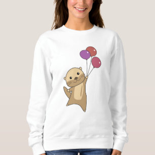 Otter Sweet Animal Flies With Balloons Up Sweatshirt