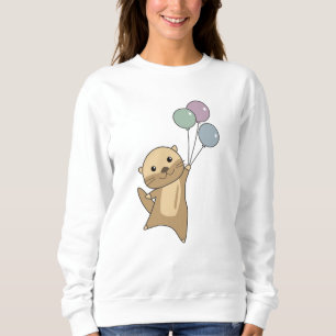 Otter Sweet Animal Flies With Balloons Up Sweatshirt
