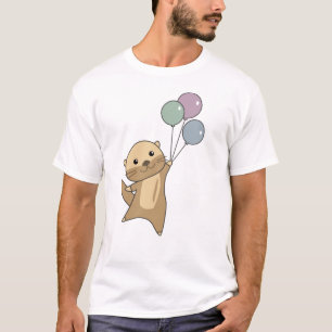 Otter Sweet Animal Flies With Balloons Up T-Shirt