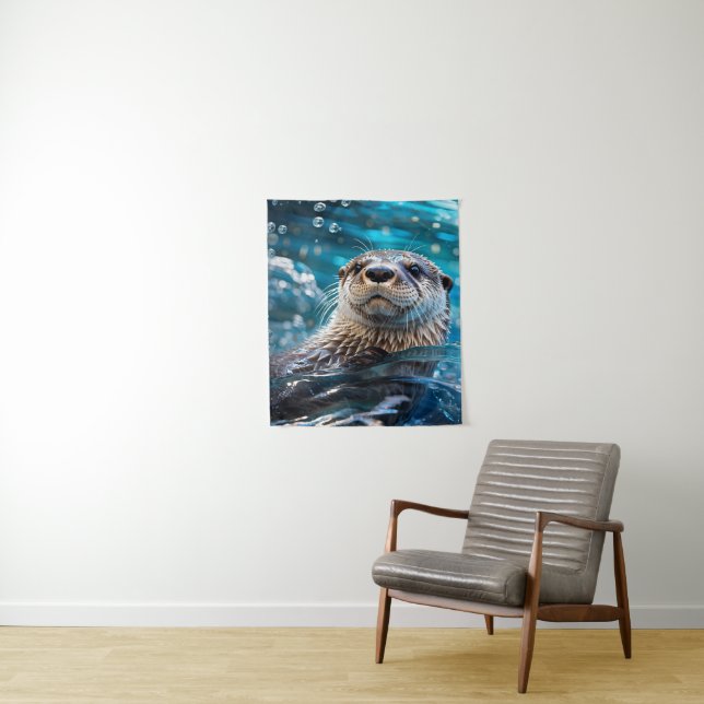 Otter Swimming Tapestry (In Situ)
