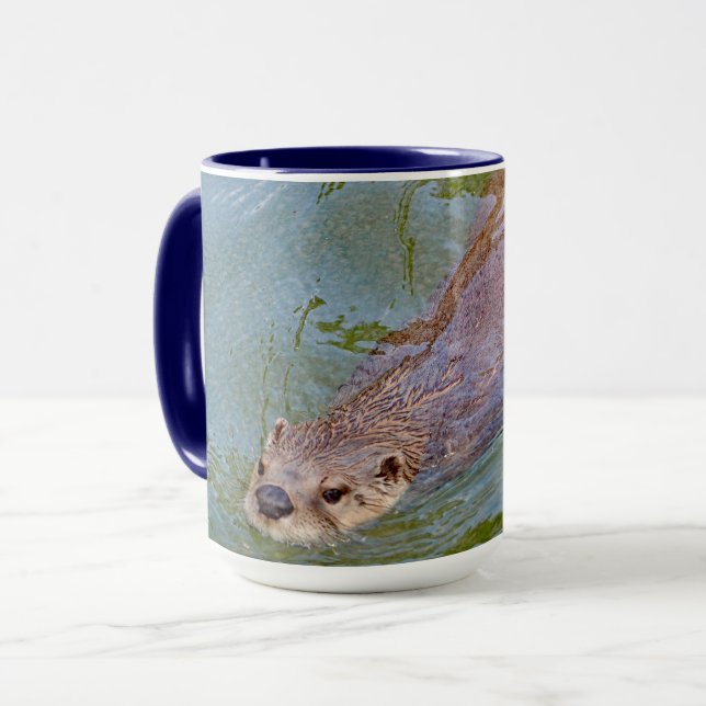 Otter Swimming Wildlife Photo Mug (Front Left)