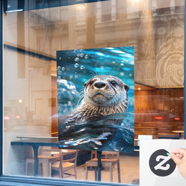 Otter Swimming Window Cling (Cafe Window)