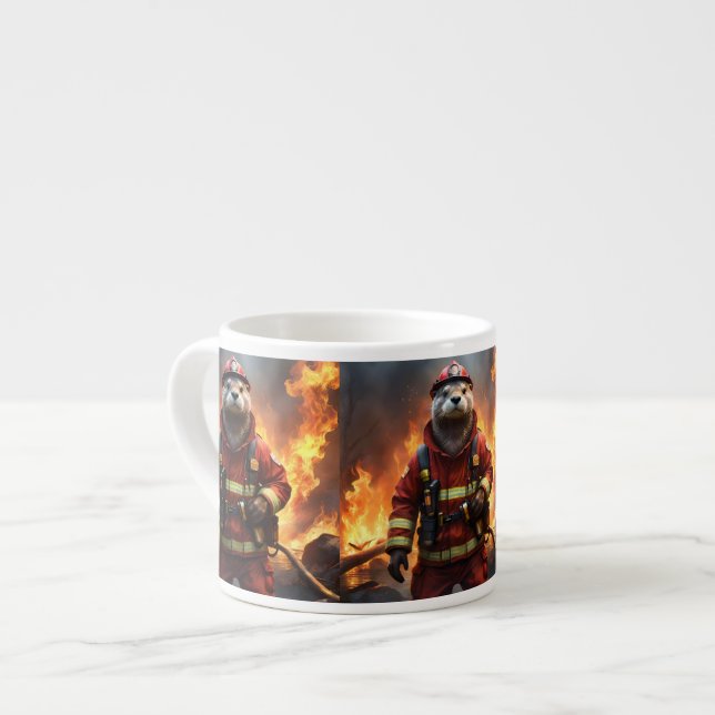 Otter The Fire Fighter, Espresso Cup (Front Left)
