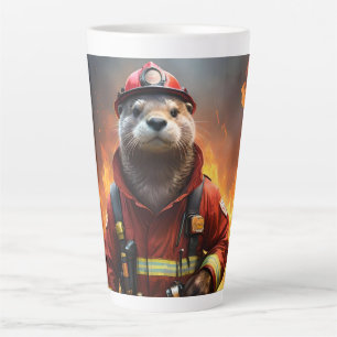 Otter The Fire Fighter, Latte Mug