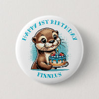 Otter Themed Boy's First Birthday Personalised